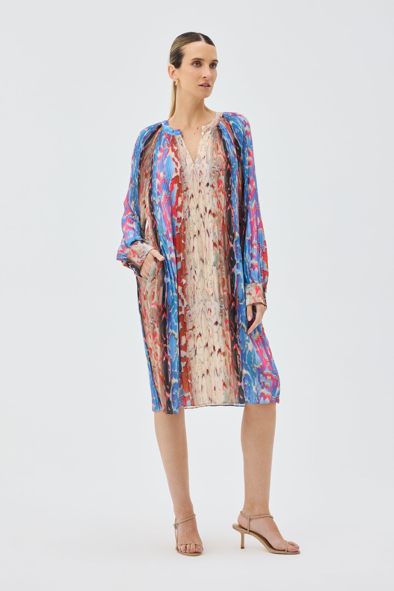 CASCADE PLEATED DRESS