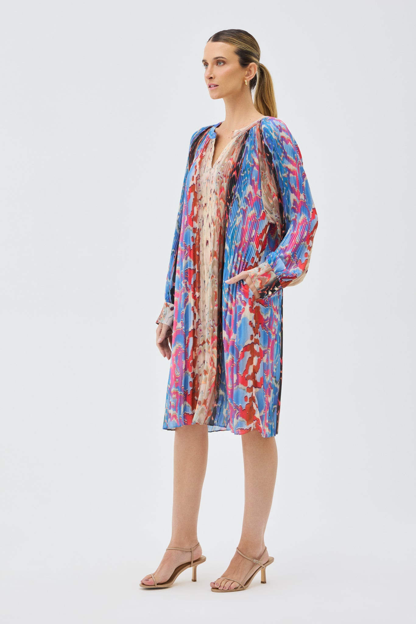 CASCADE PLEATED DRESS