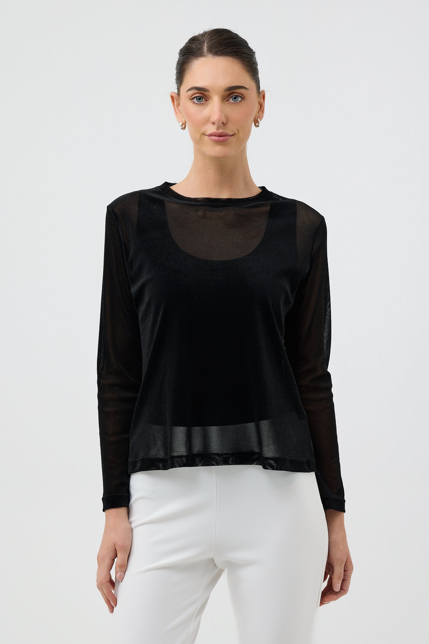 VELOUR MESH TOP