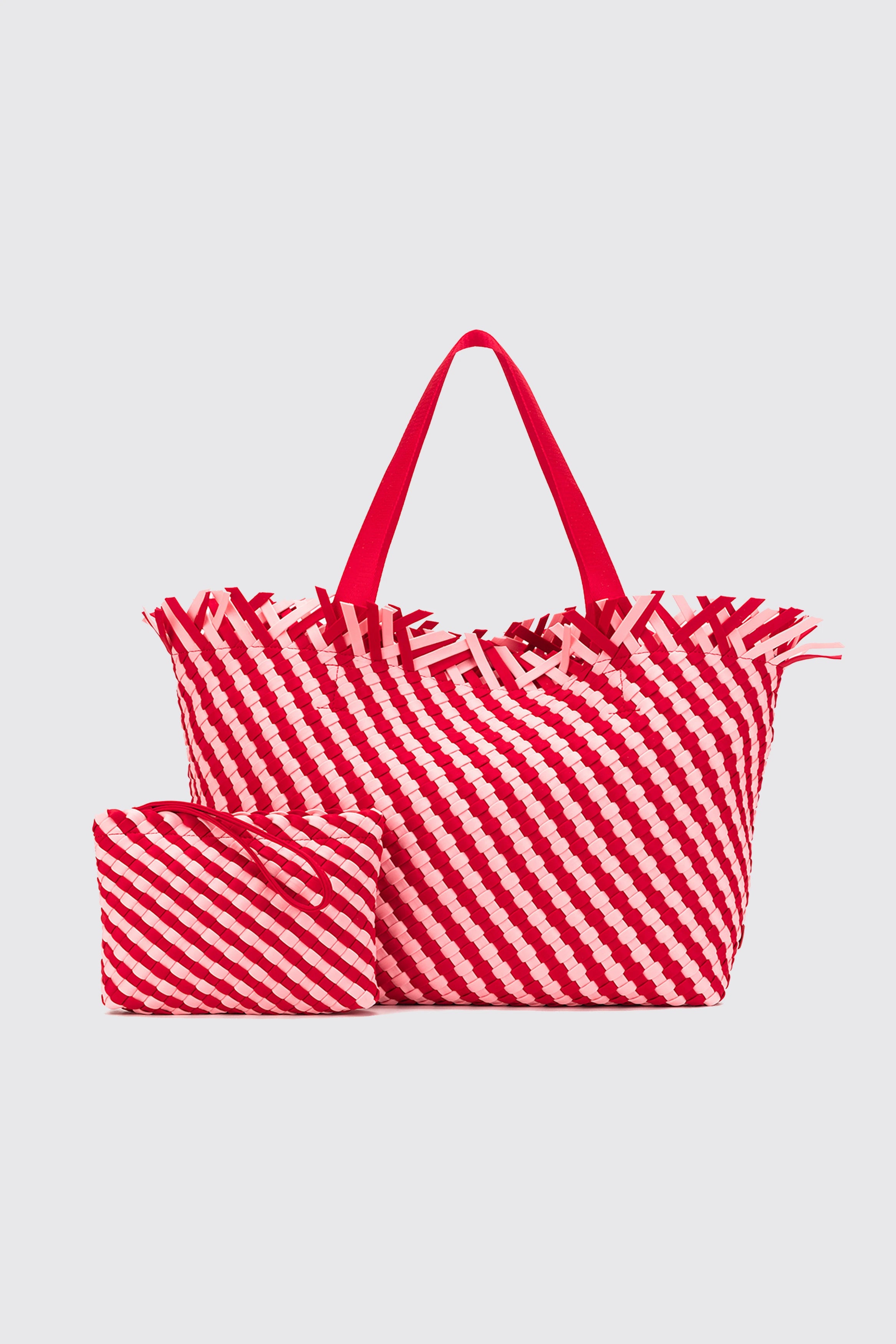 BAHAMA WOVEN TOTE PINK/RED