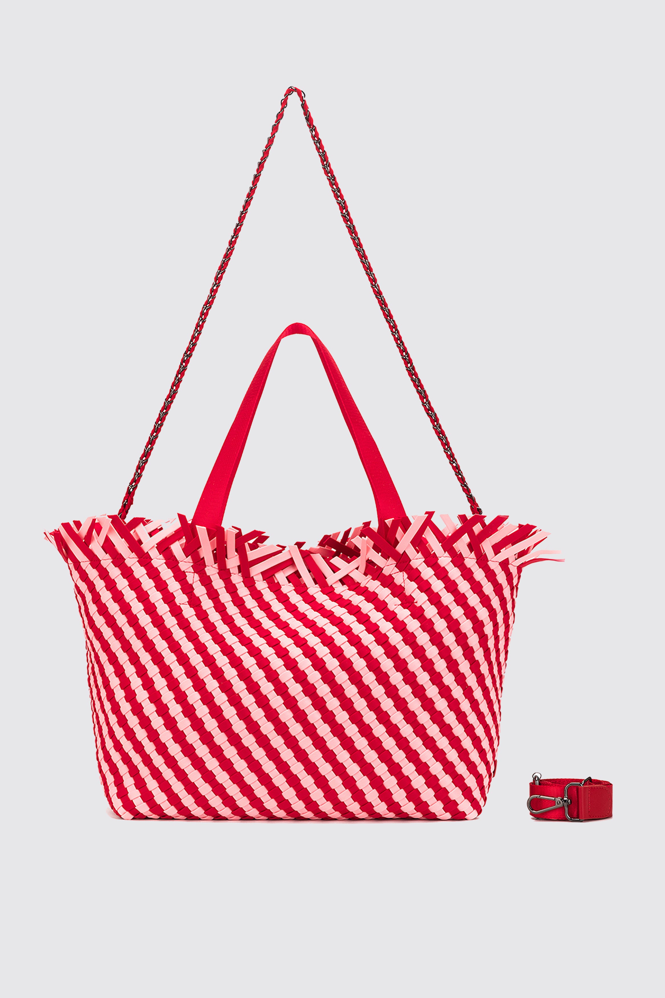 BAHAMA WOVEN TOTE PINK/RED